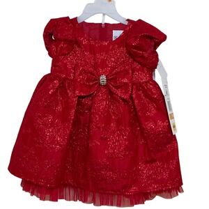 Rare Editions Baby Girls‎ Red 2 Piece Set Bloomers Dress 12 Months NWT